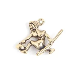 Pendant Curling Girl 19mm W/ Broom  Lead Free Nickel Free