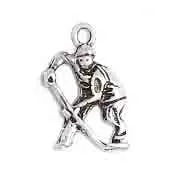Pendant - Hockey Player 17mm Antique Silver Lead Free / Nickel Free