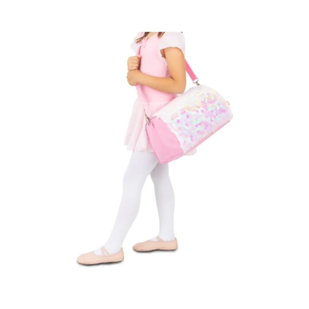 Pink and White Sequin Duffle Bag