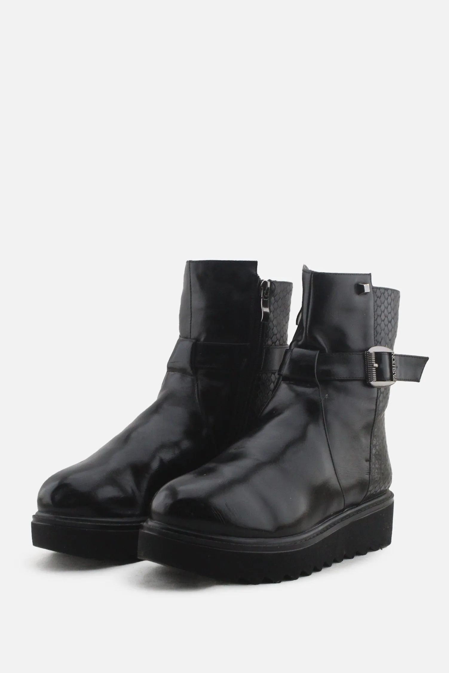 Plocadi Zipper Buckle Straps Chelsea Ankle Boots | 100% Authentic Leather