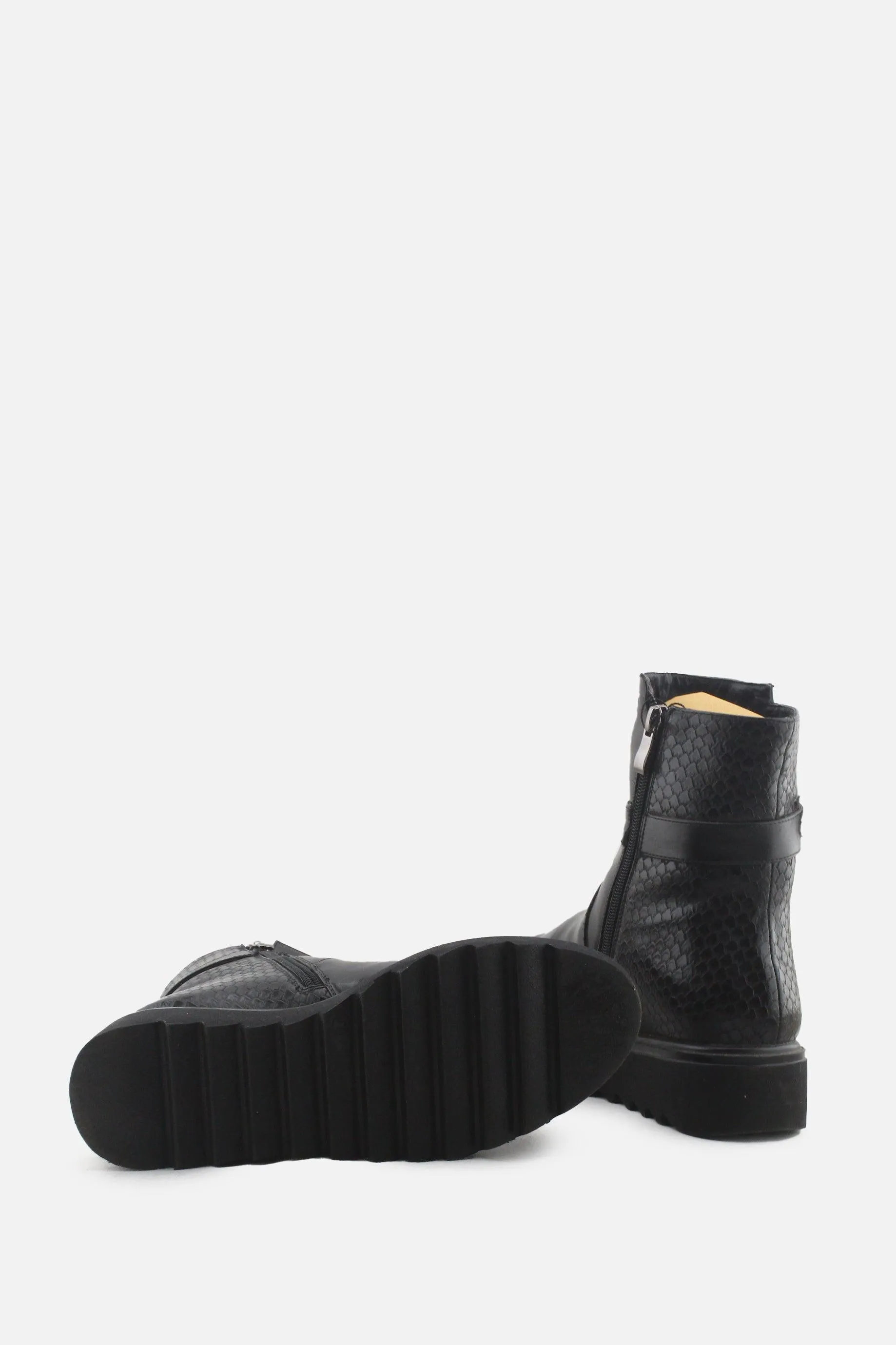 Plocadi Zipper Buckle Straps Chelsea Ankle Boots | 100% Authentic Leather