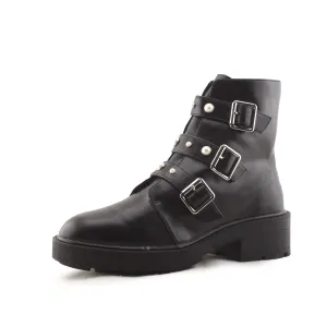 Pull & Bear Biker Buckle Straps Ankle Boots | 100% Authentic Leather