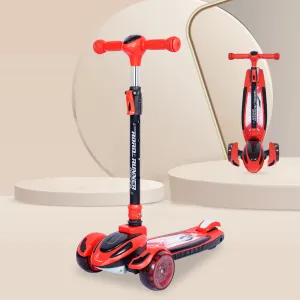 R for Rabbit Road Runner Racer Scooter for Kids of 3  Years Age, 4 Level Height Adjustment Kids Scooter, PU LED Wheels & Weight Capacity Upto 75 kg Kick Scooter | 6 Months Warranty | (Red Black)