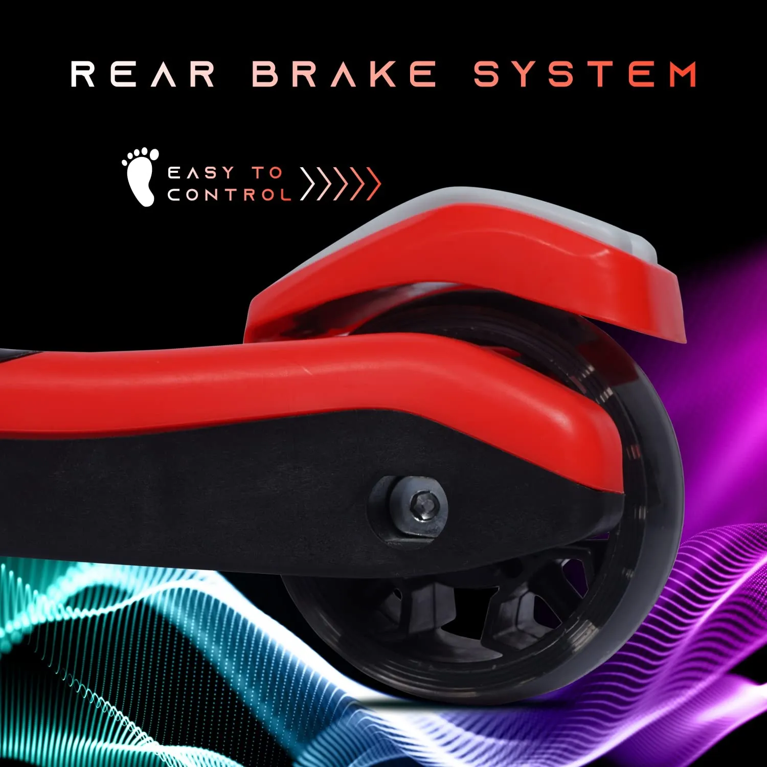 R for Rabbit Road Runner Racer Scooter for Kids of 3  Years Age, 4 Level Height Adjustment Kids Scooter, PU LED Wheels & Weight Capacity Upto 75 kg Kick Scooter | 6 Months Warranty | (Red Black)