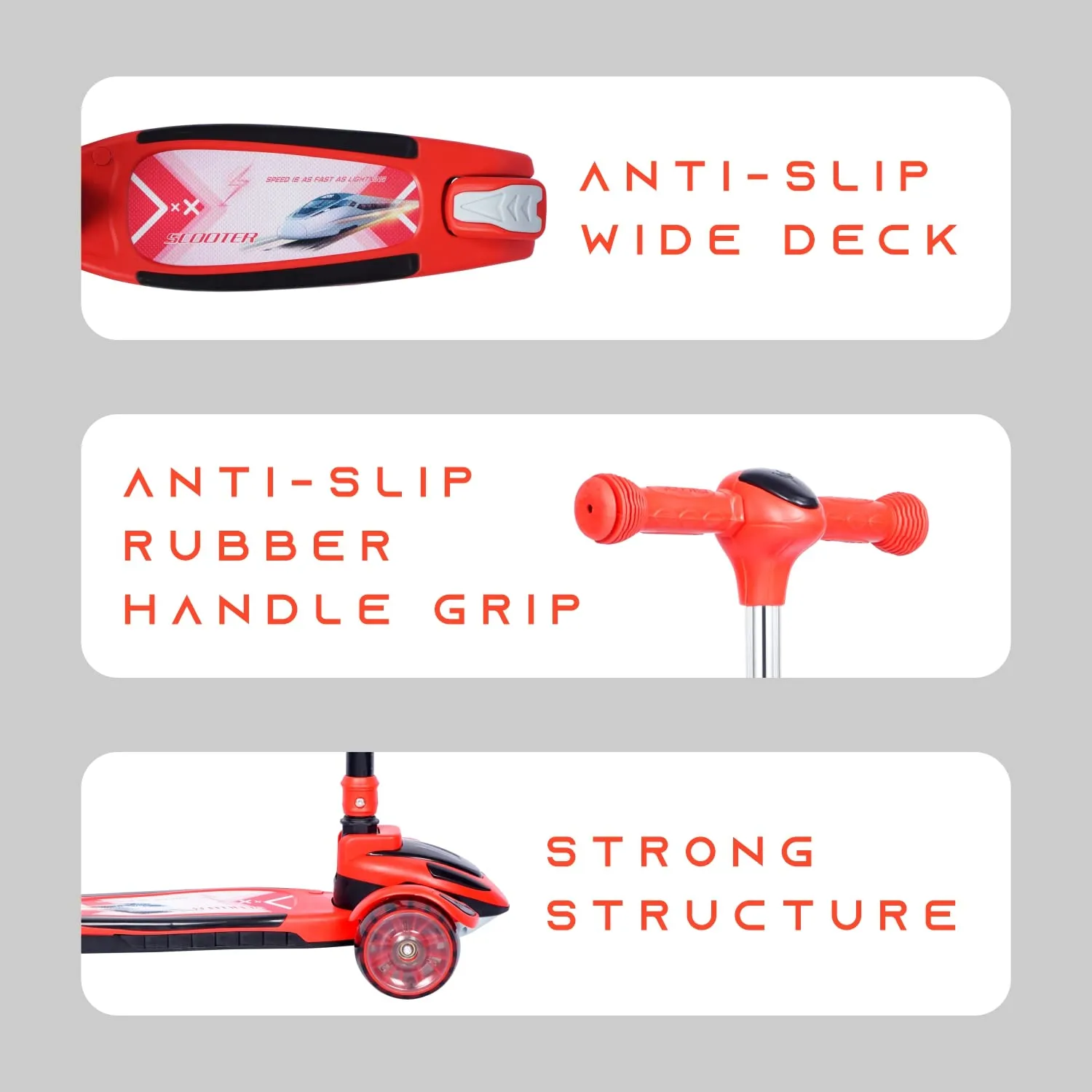 R for Rabbit Road Runner Racer Scooter for Kids of 3  Years Age, 4 Level Height Adjustment Kids Scooter, PU LED Wheels & Weight Capacity Upto 75 kg Kick Scooter | 6 Months Warranty | (Red Black)