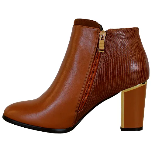 Redz  Block Heeled Ankle Boots - F49 - Tan