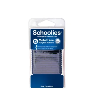 Schoolies Metal Free Ponytail Holders 12pc - Real Dark Blue