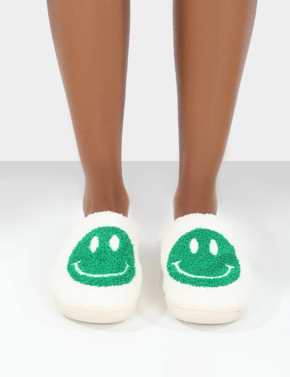 Smile Green Printed Smiley Face Slippers