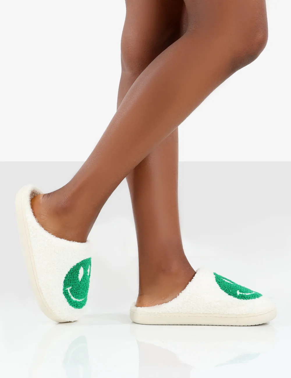 Smile Green Printed Smiley Face Slippers