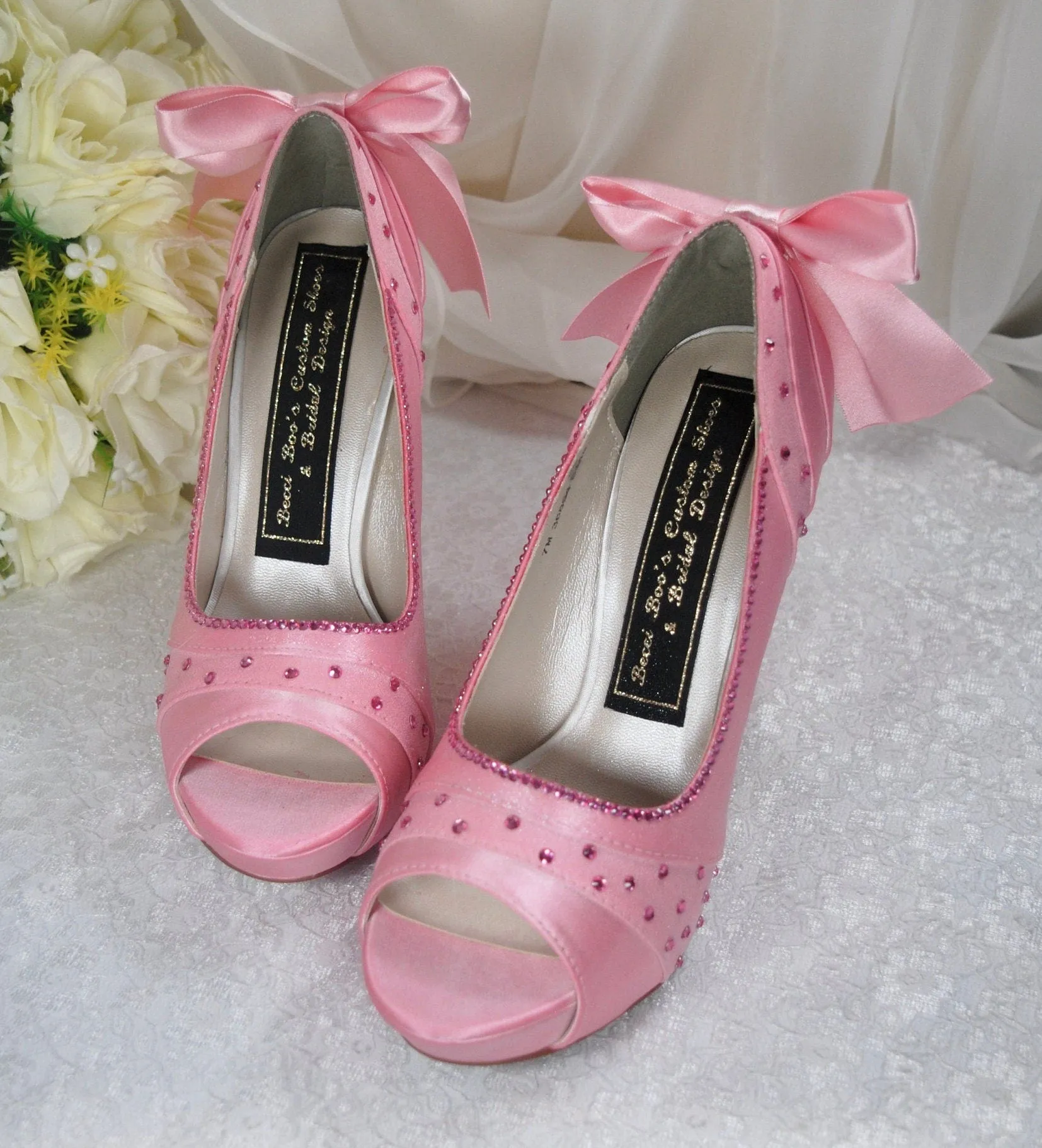 Sparkling Pink Bridal Shoes, Size UK4/US6.5