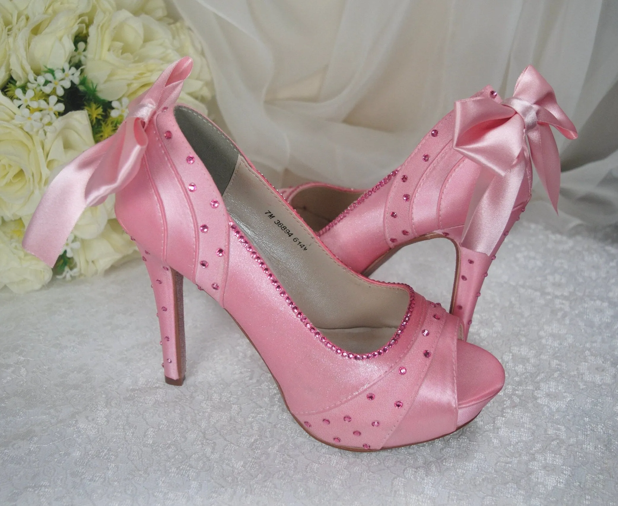 Sparkling Pink Bridal Shoes, Size UK4/US6.5