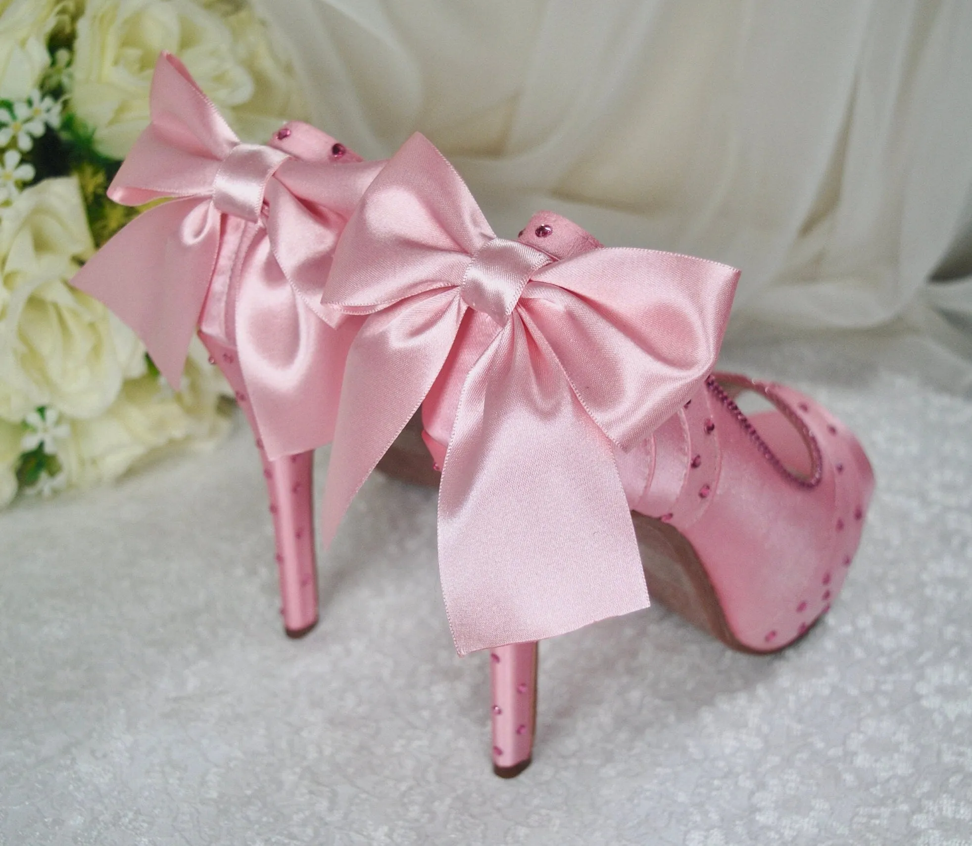 Sparkling Pink Bridal Shoes, Size UK4/US6.5