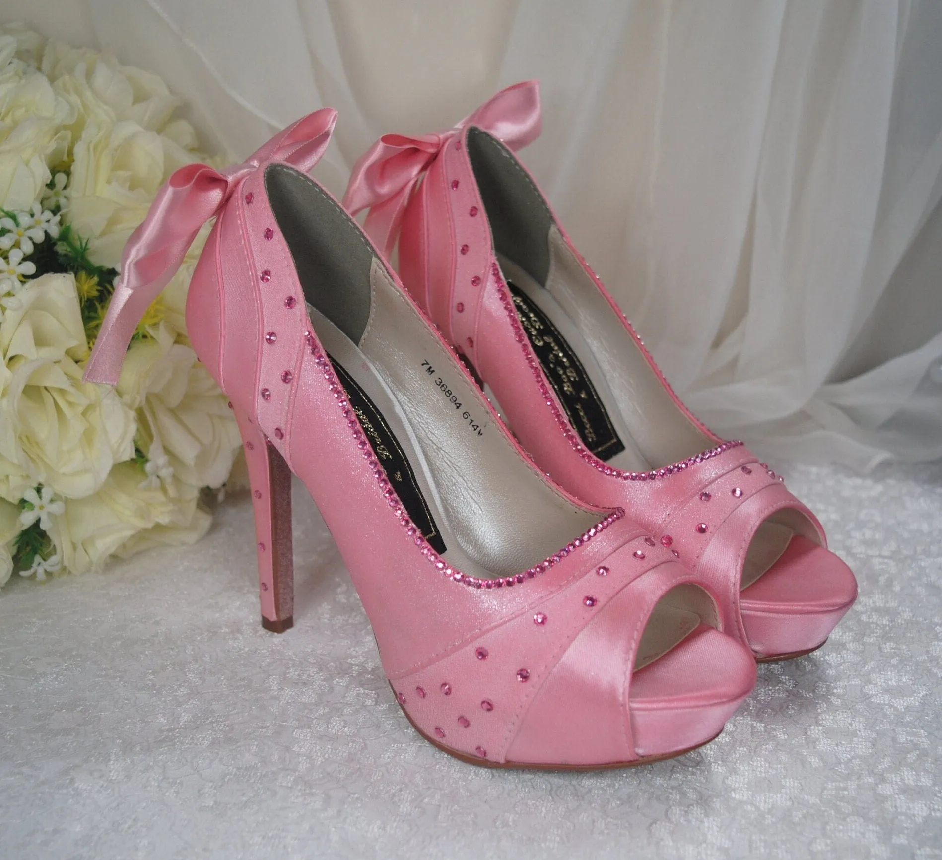 Sparkling Pink Bridal Shoes, Size UK4/US6.5