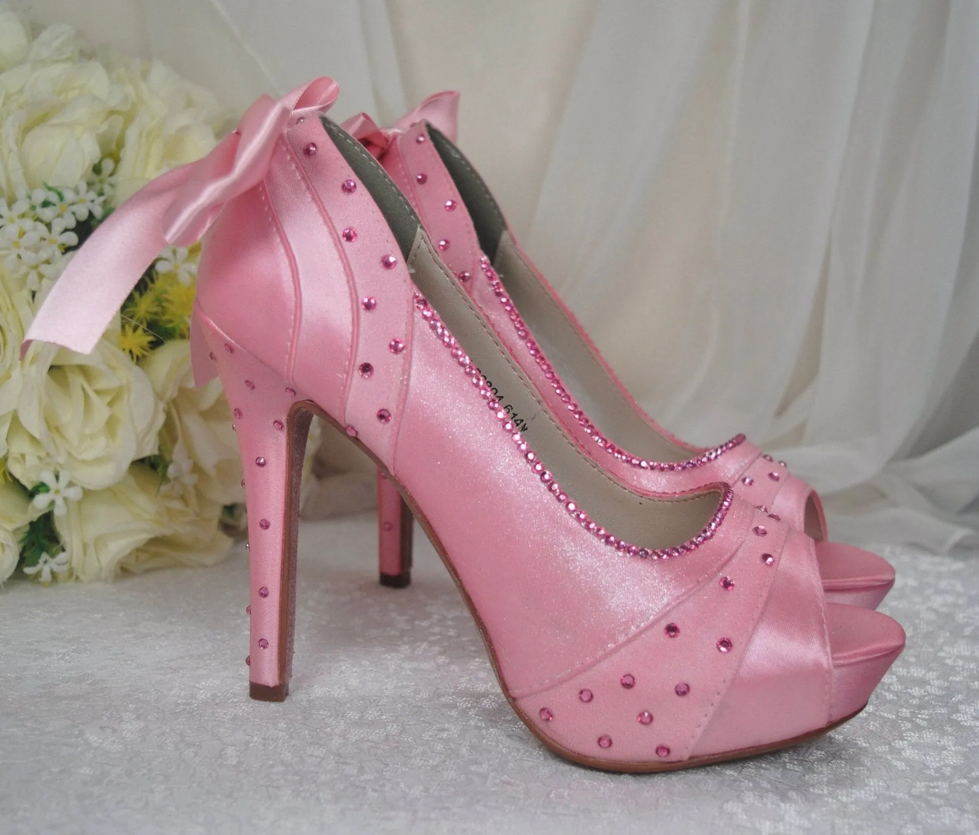 Sparkling Pink Bridal Shoes, Size UK4/US6.5