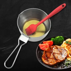Stainless Steel Sauce Oil Pot   Silicone Oil Brush Set Outdoor BBQ Tools
