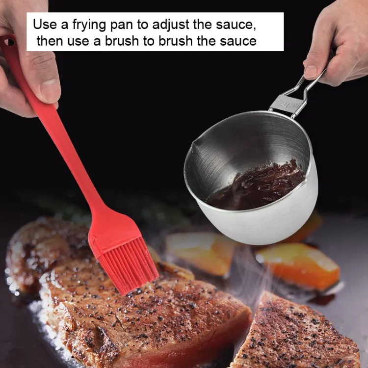 Stainless Steel Sauce Oil Pot   Silicone Oil Brush Set Outdoor BBQ Tools