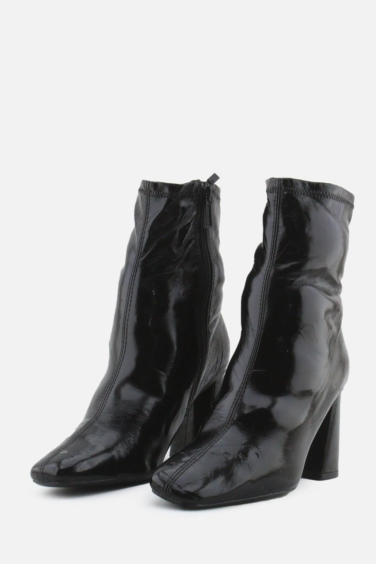 Stradivarius Zipper Block Ankle Boots | 100% Synthetic Leather