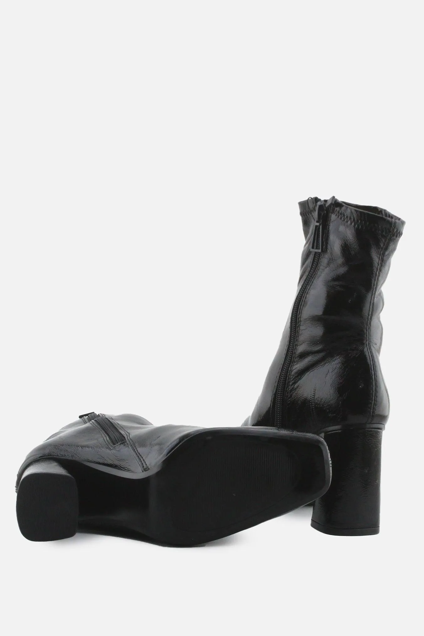 Stradivarius Zipper Block Ankle Boots | 100% Synthetic Leather