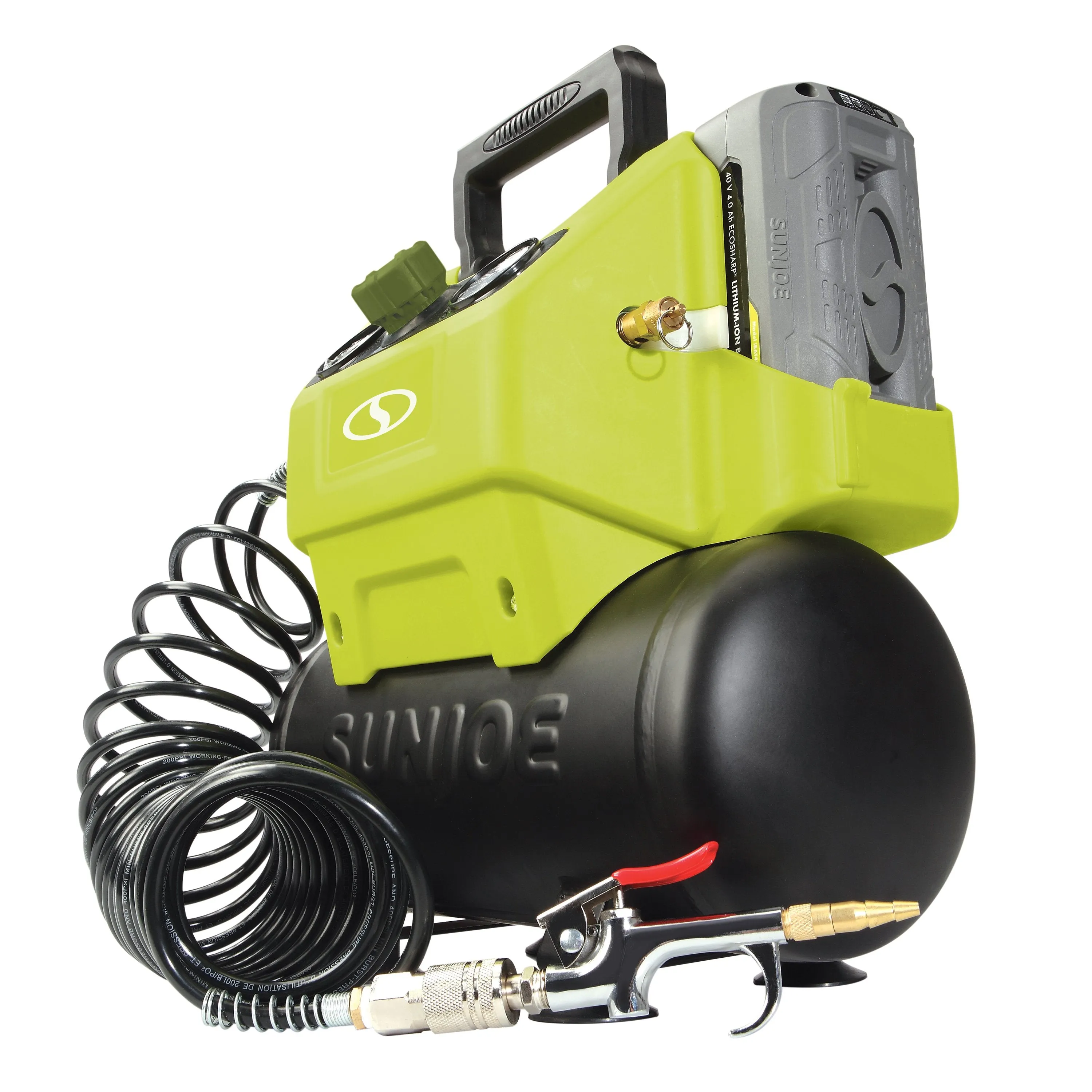 Sun Joe iONAIR 40-Volt iONMAX Cordless Air Compressor | 1.6-Gallon | Included Accessories | Tool Only