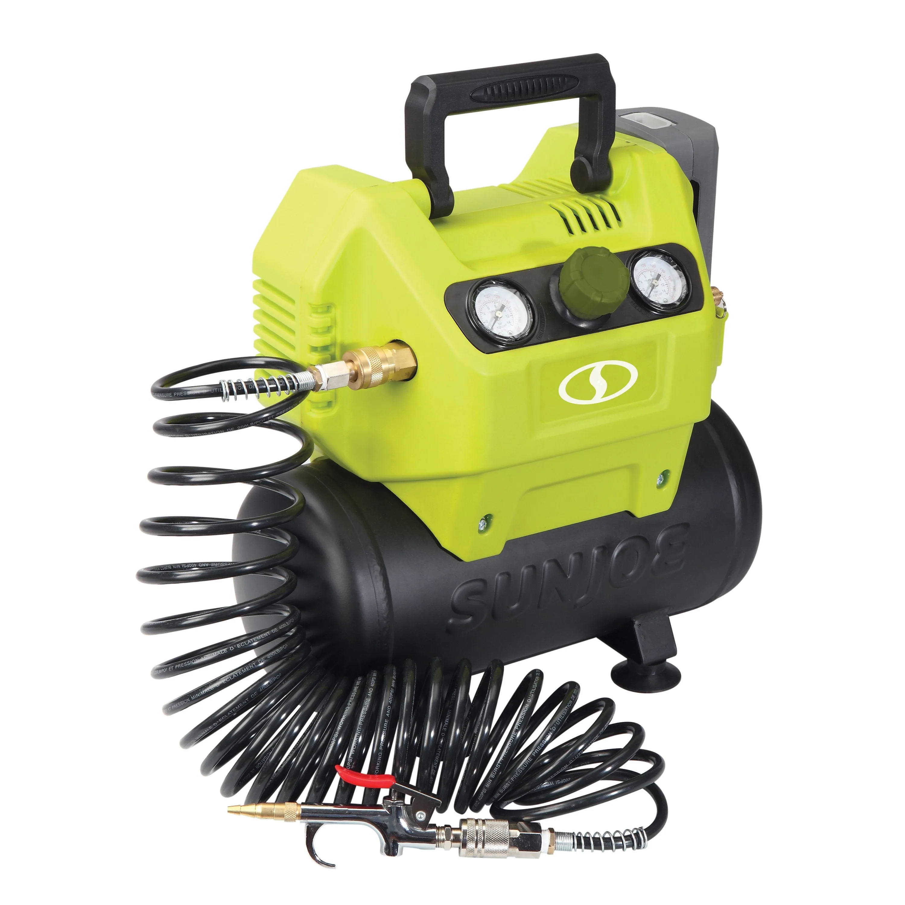 Sun Joe IONAIR 40-Volt iONMAX Cordless Air Compressor Kit  | 1.6-Gallon | Included Inflator Accessories | W/ 4.0-Ah Battery and Charger