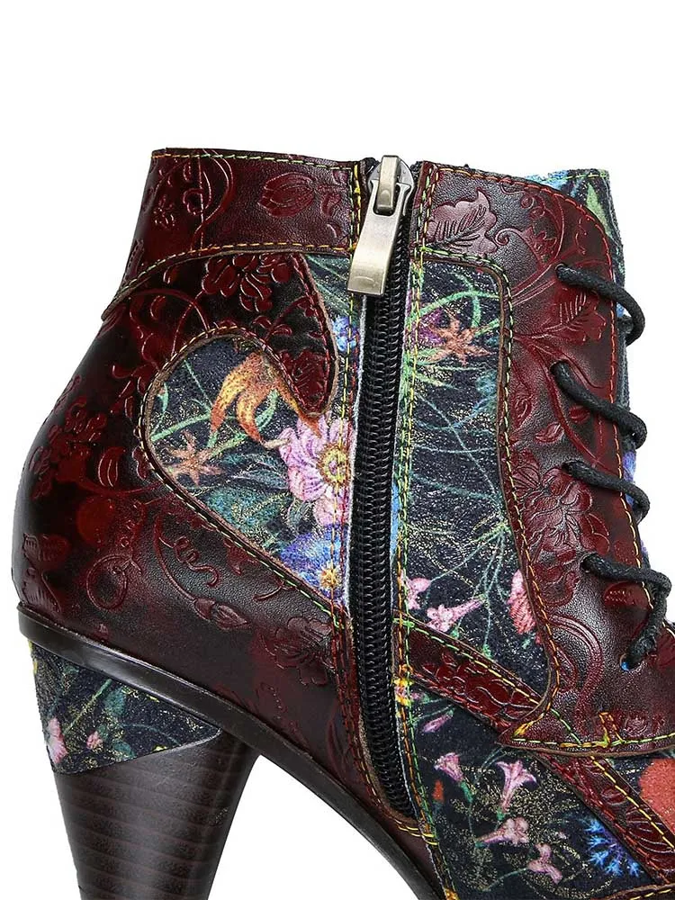 Tatiana Retro Patchwork Ankle Boots