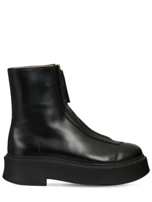 The Row   50mm Zipped leather ankle boots 