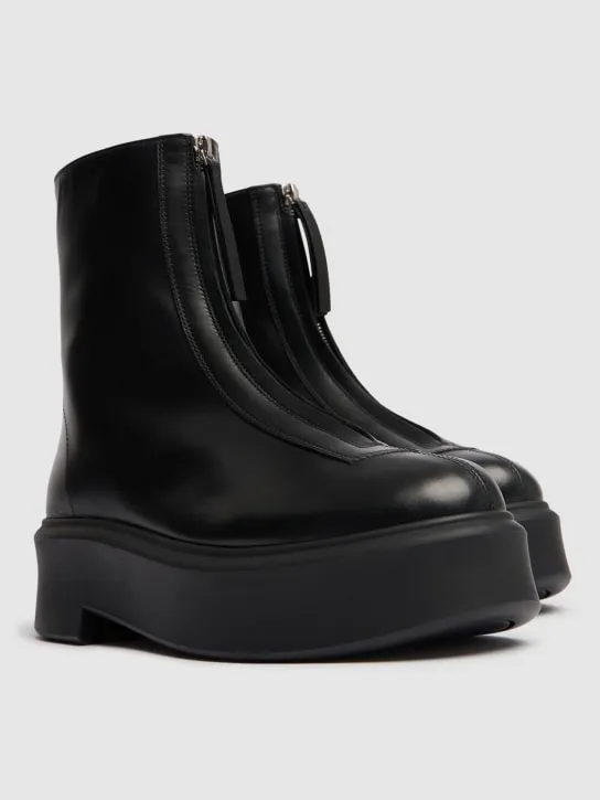 The Row   50mm Zipped leather ankle boots 