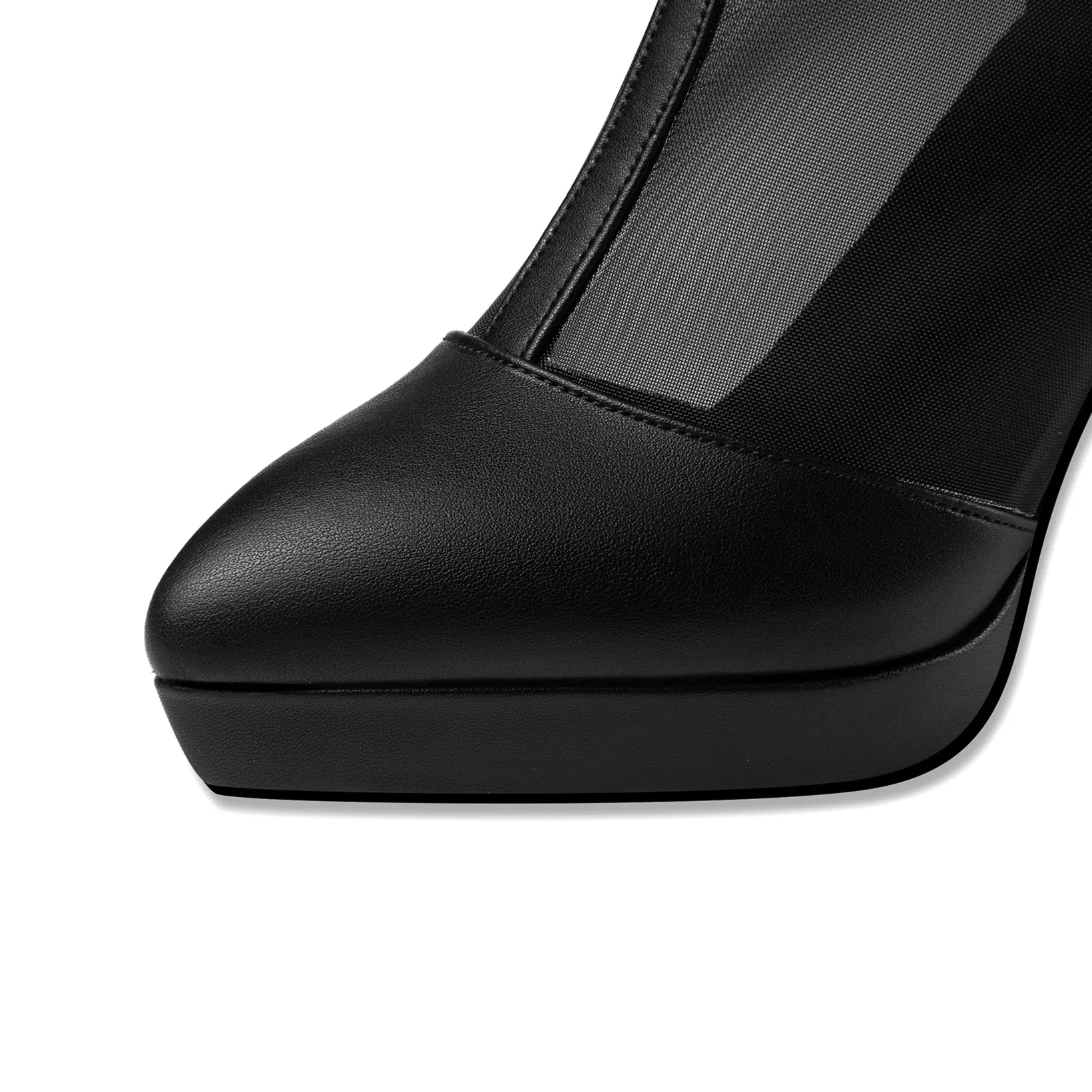 TinaCus Women's Pointed Toe Genuine Leather Handmade Back Zipper Buckle High Heel Platform Summer Boots