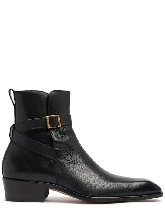 Tom Ford   Kenneth grained leather buckle boots 