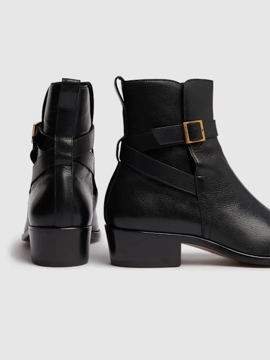 Tom Ford   Kenneth grained leather buckle boots 
