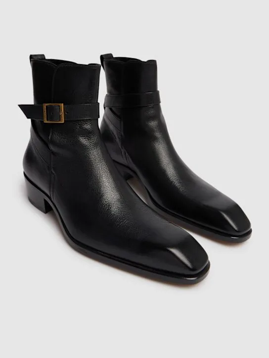 Tom Ford   Kenneth grained leather buckle boots 