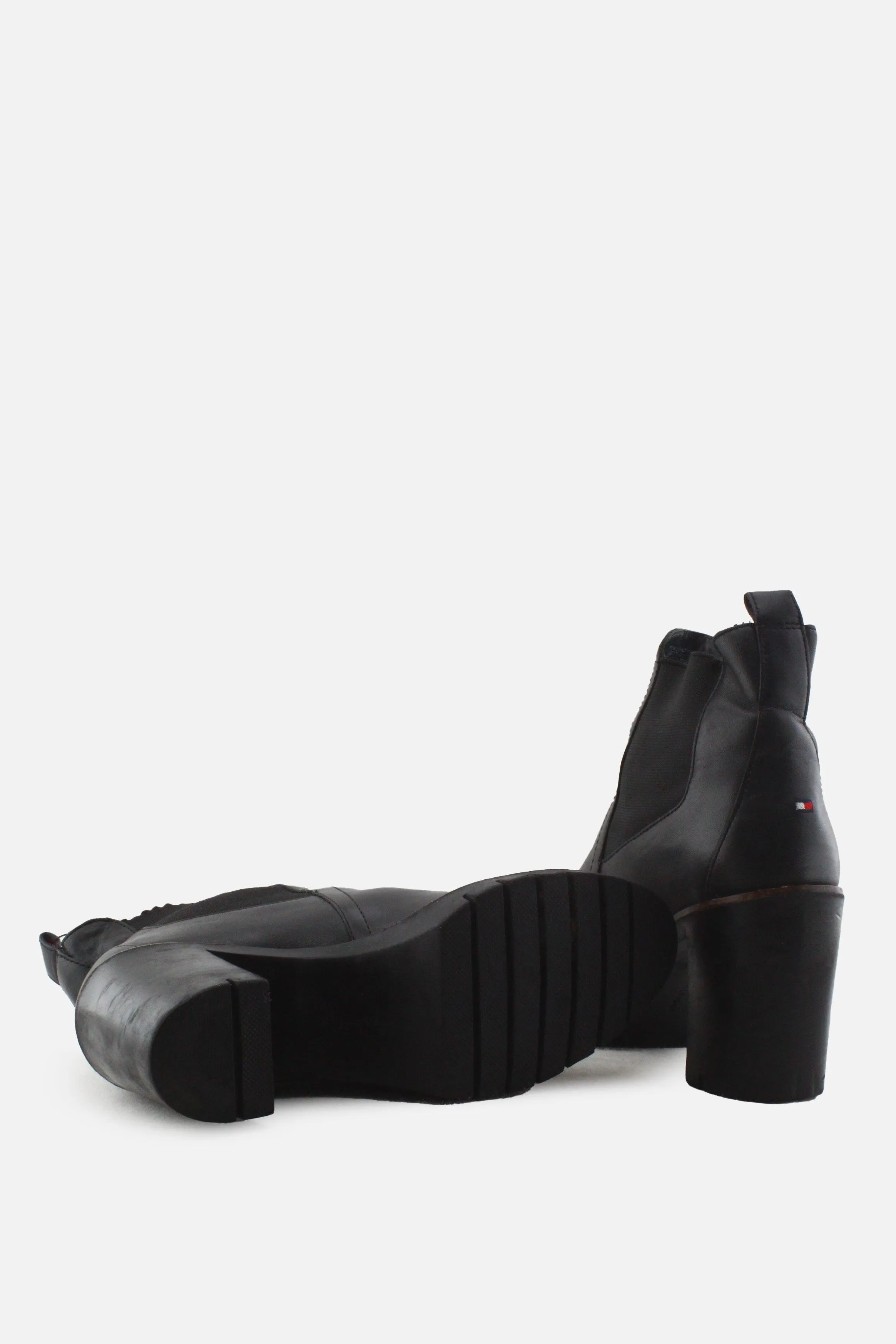 Tommy Hilfiger Stretchable Block Ankle Boots | 100% Authentic Leather