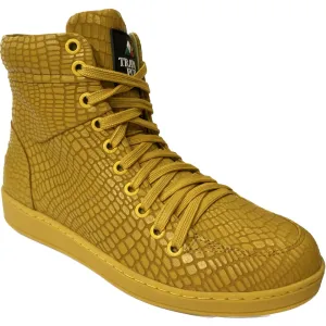 Travel Fox 900 Series Men's Yellow Snake Print Leather High Top Sneakers 916101-039