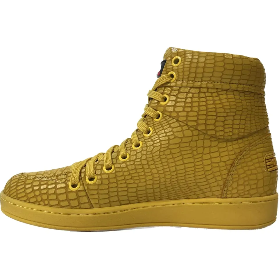 Travel Fox 900 Series Men's Yellow Snake Print Leather High Top Sneakers 916101-039