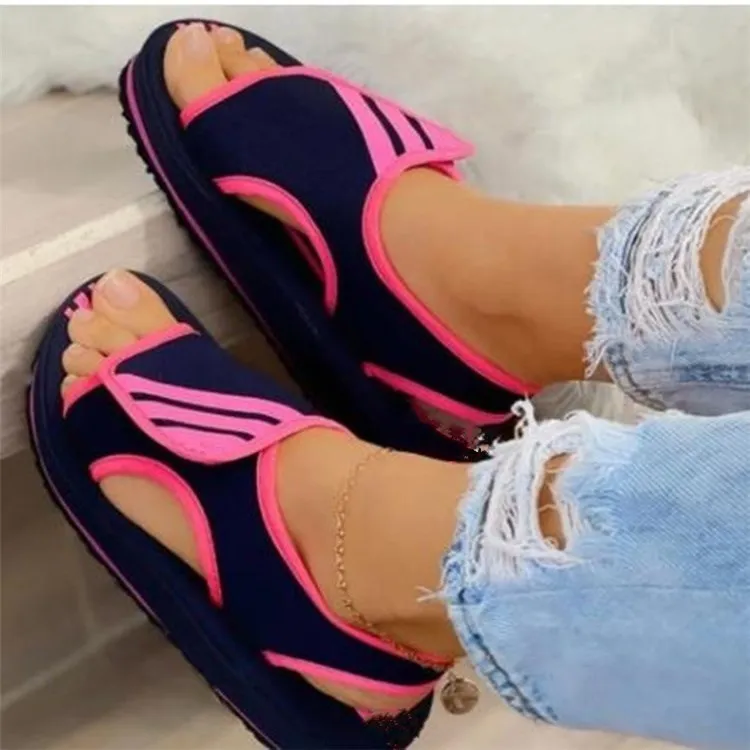 Velcro Flat Sandals Women's Plus Size New