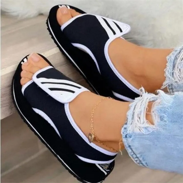 Velcro Flat Sandals Women's Plus Size New