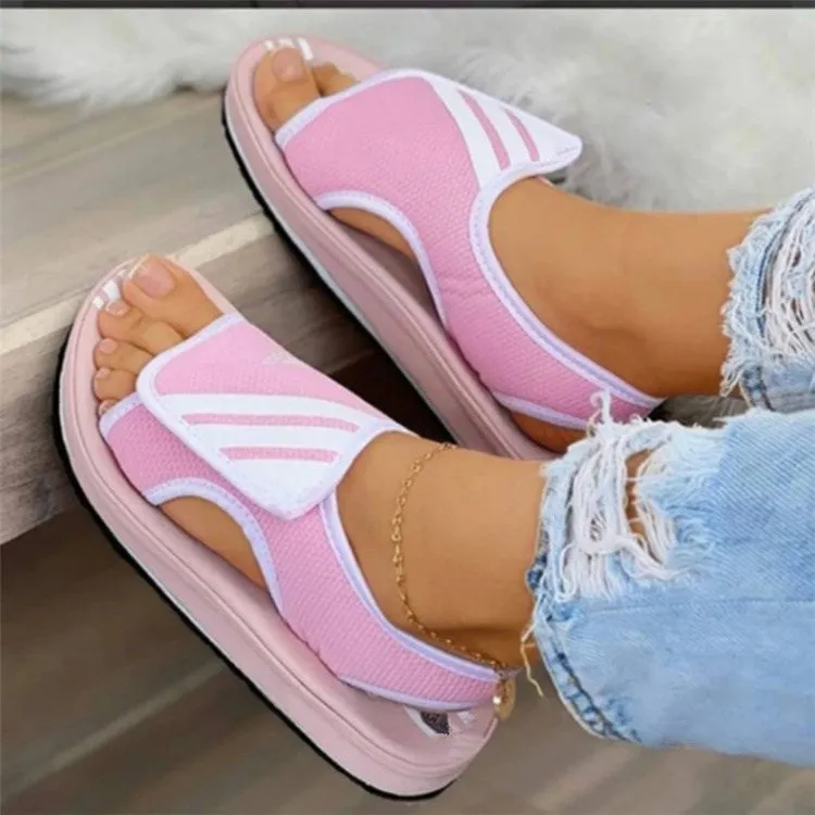 Velcro Flat Sandals Women's Plus Size New