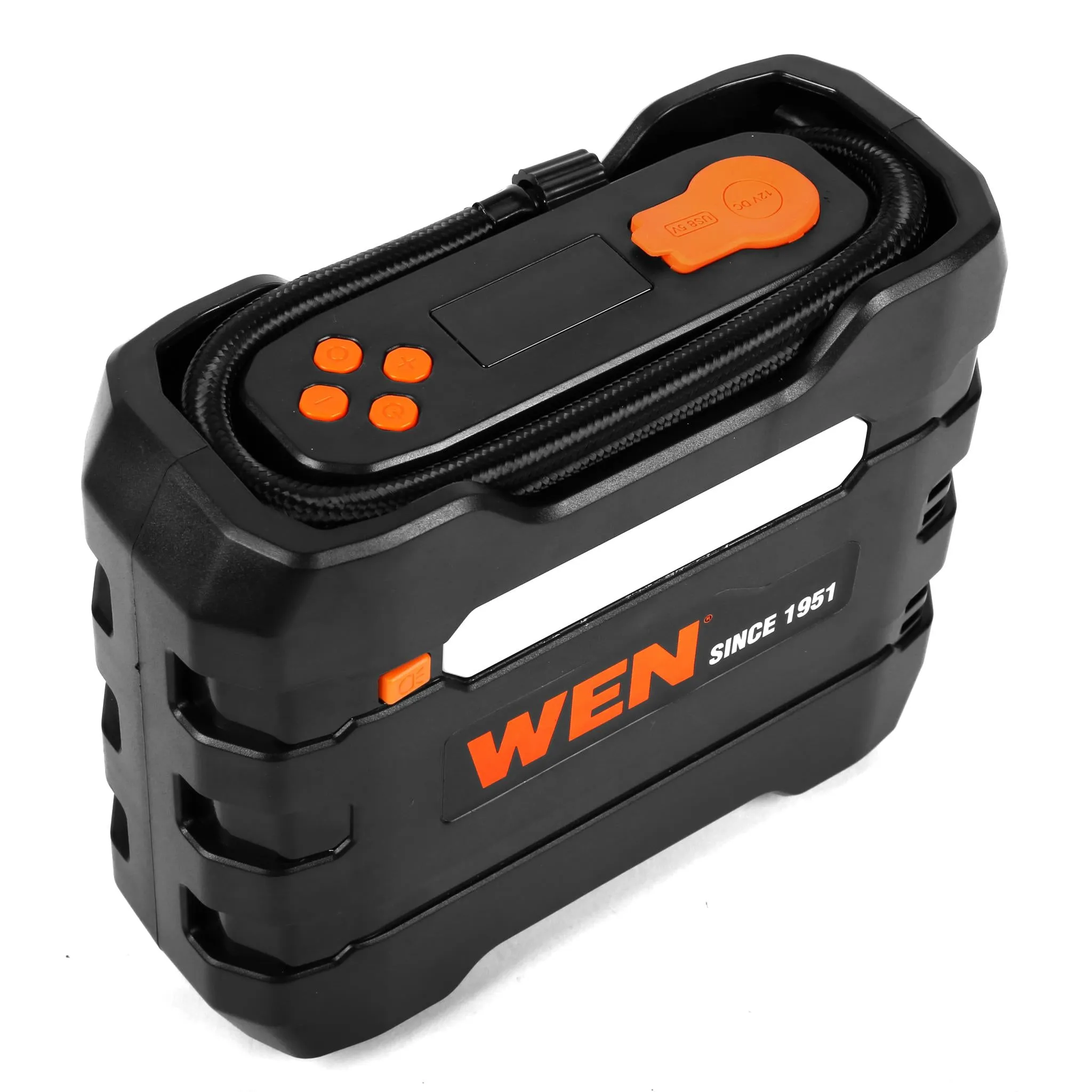 WEN AA2225 12V 90 PSI 0.8 CFM Portable Air Compressor and Tire Inflator with Carrying Case