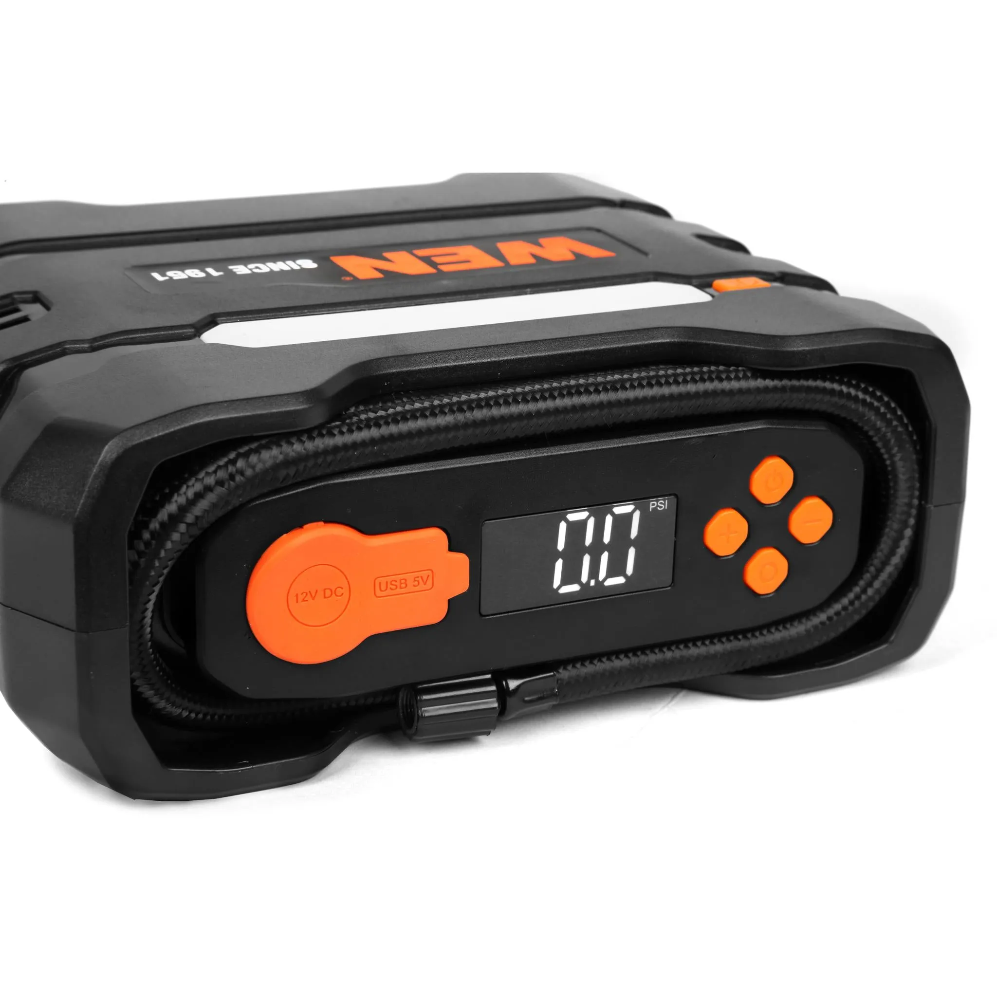 WEN AA2225 12V 90 PSI 0.8 CFM Portable Air Compressor and Tire Inflator with Carrying Case