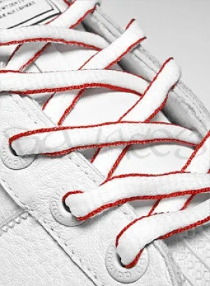 White and Red Oval Shoelaces - 8mm wide White and Red Oval Shoelaces - 8mm wide