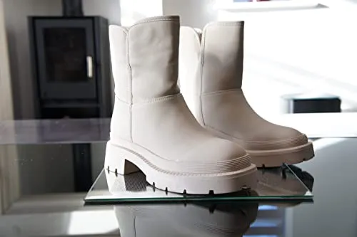Women Faux Fur Winter Warm Ankle Boots Beige Style BG-908