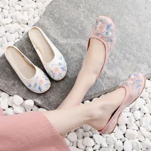 Women's Ancient Style Knitted Jacquard Fabric Ethnic Embroidered Slippers