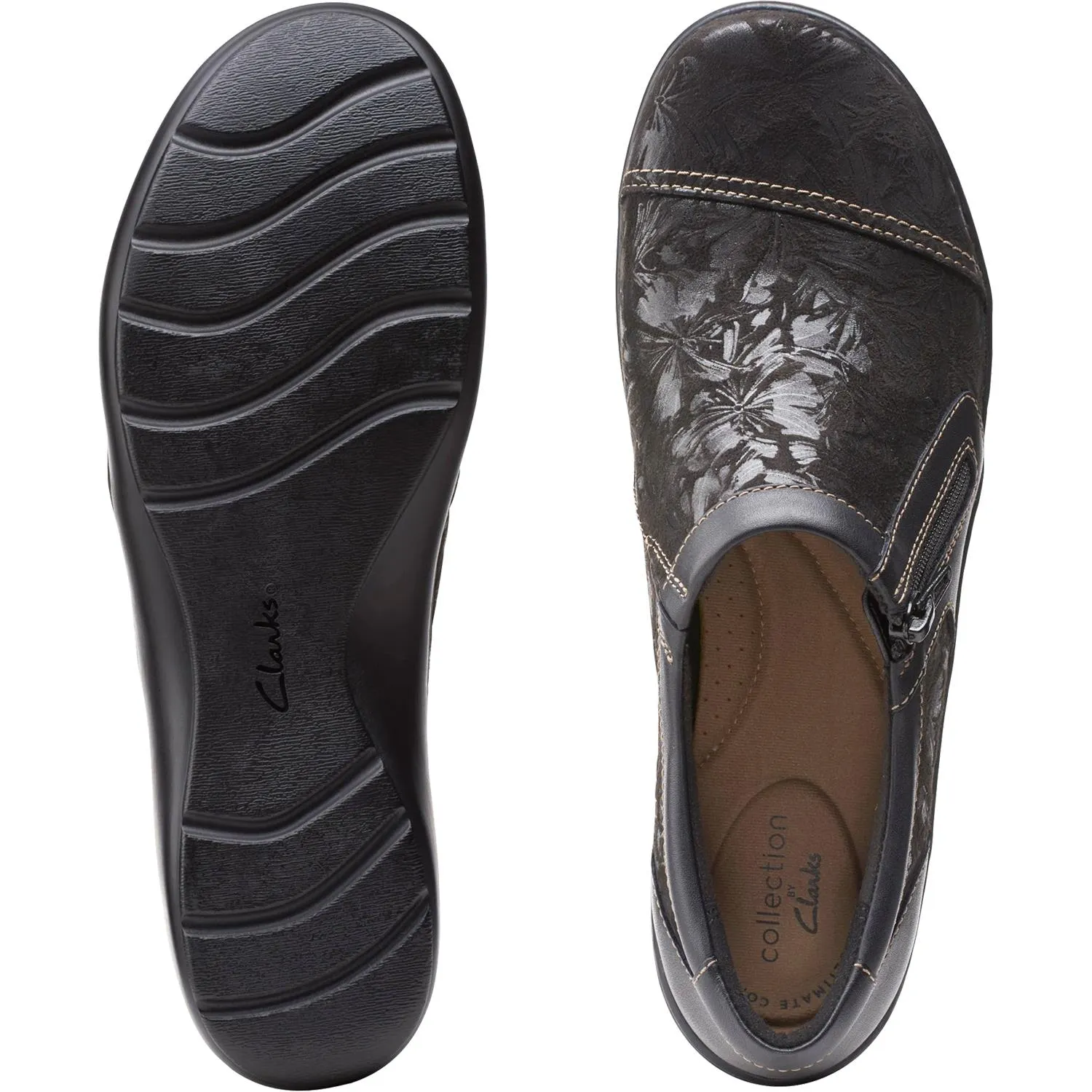 Women's Clarks Cora Giny Black Textile/Leather