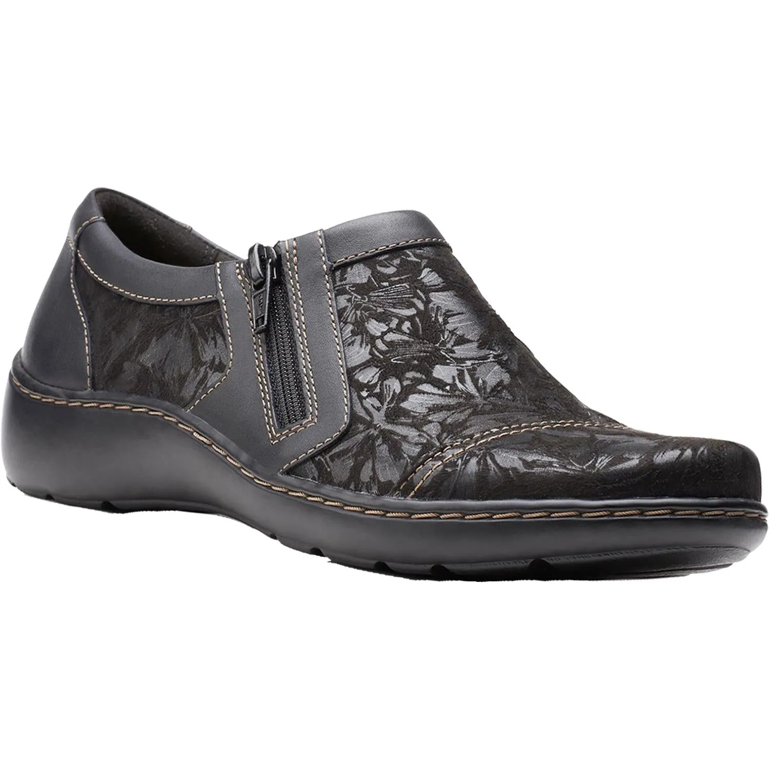 Women's Clarks Cora Giny Black Textile/Leather
