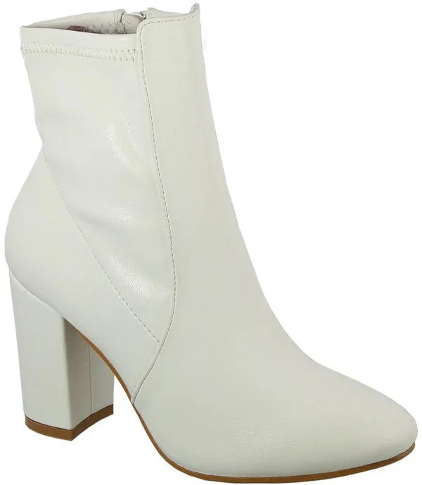 Women's Faux Leather Chunky Heel Ankle Booties