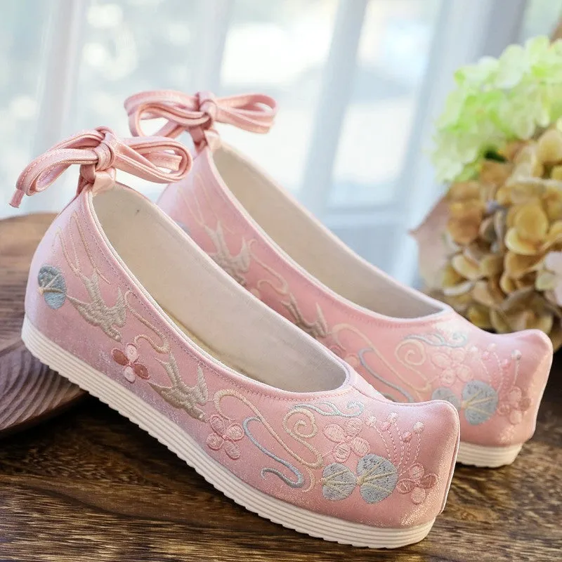 Women's The Han Clothing Ancient Style Embroidered Chinese Bow Canvas Shoes