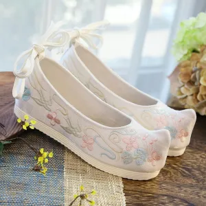 Women's The Han Clothing Ancient Style Embroidered Chinese Bow Canvas Shoes