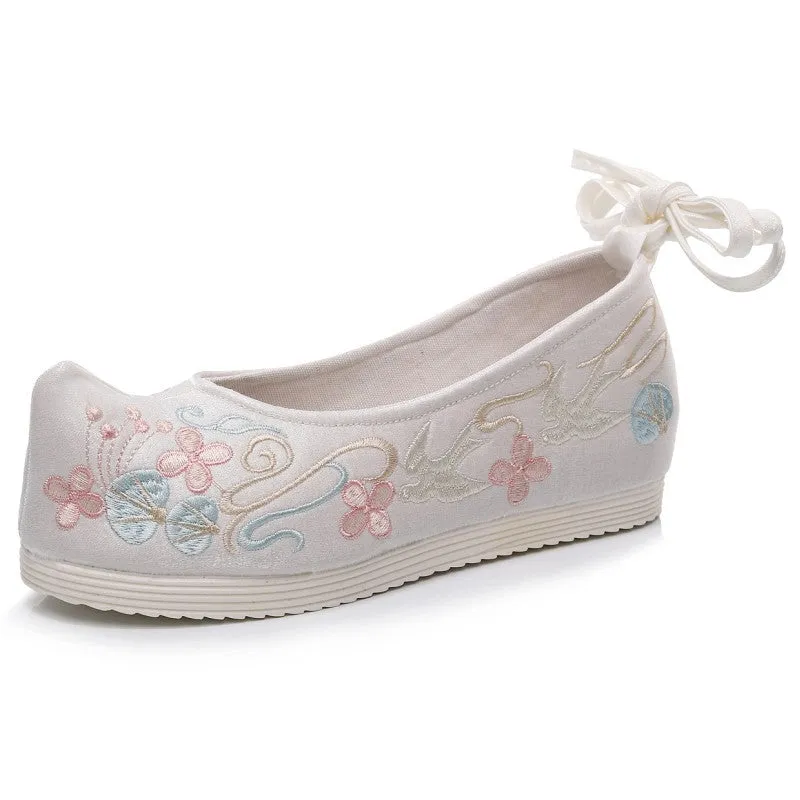 Women's The Han Clothing Ancient Style Embroidered Chinese Bow Canvas Shoes