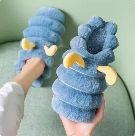 Women's Winter Bag And Home Warmth Cartoon Couple Anti Slip Cotton Slippers