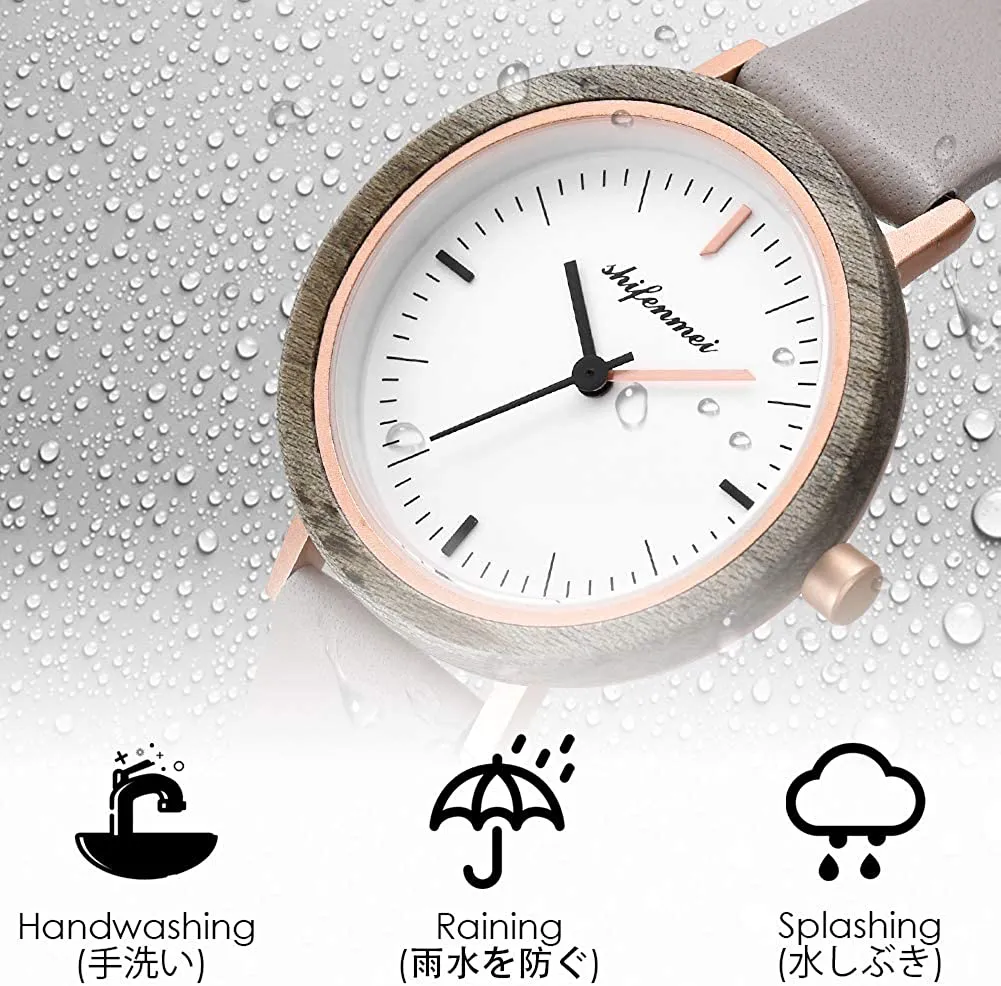 Wooden Watch Women, shifenmei Lightweight Ladies Watch Handmade Personalized Engraved Wood Watch for Women Analog Quartz Custom Wrist Watches with Natural Exquisite Box